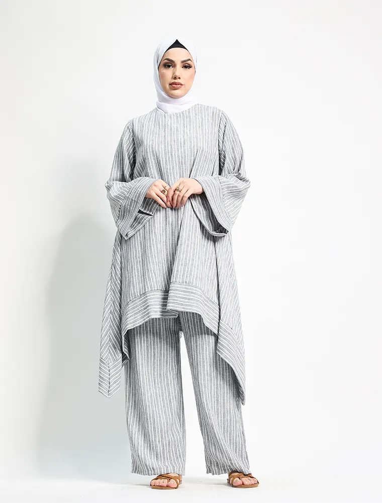 Grey Lina Striped Co Ord Set